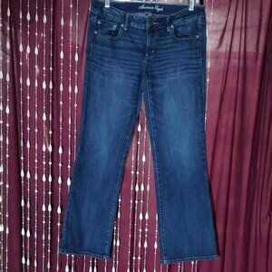 Size 12 American Eagle Stretch Denim Distressed Favorite Boyfriend Blue Jeans